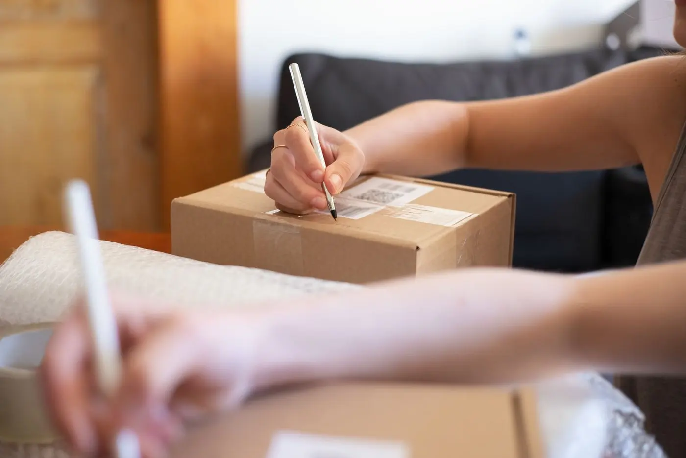 Verpackte Pakete in einem Online-Shop
