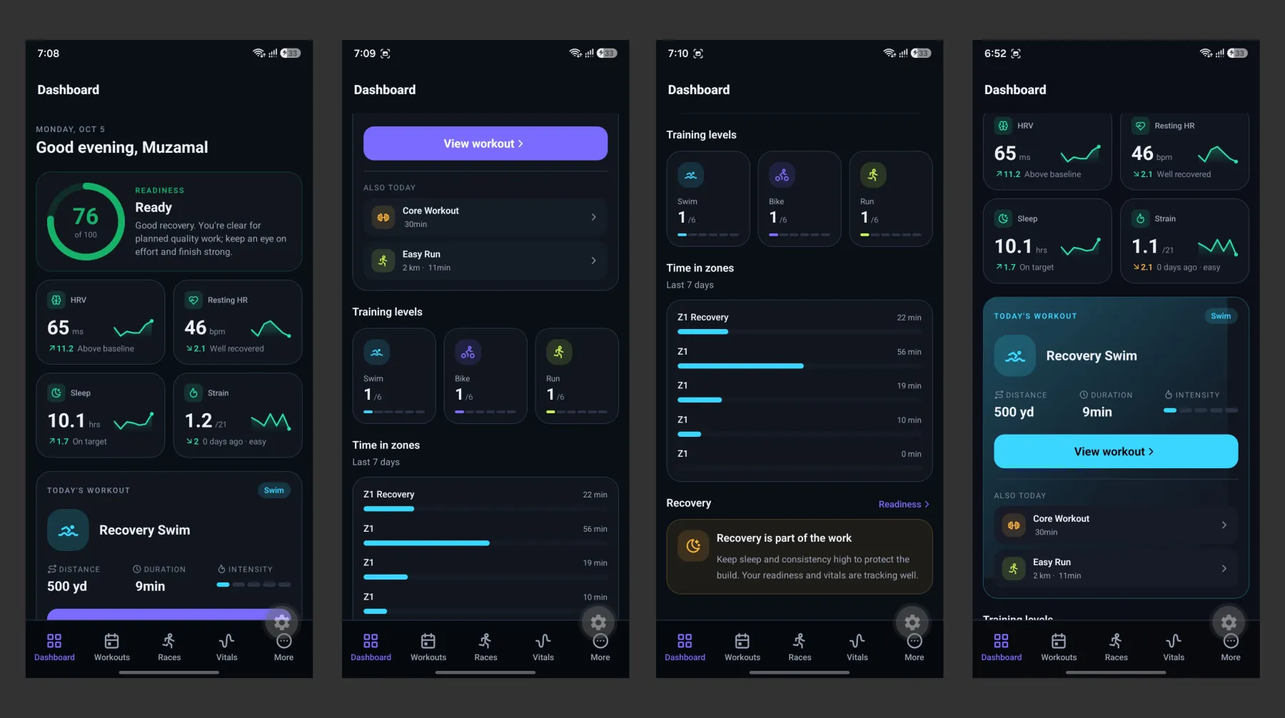 Endraivo App für Android und iOS: Dashboard, Training, Readiness